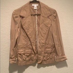 Khaki/peach cropped 3/4 sleeve jacket